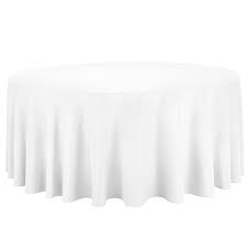 132" Round linen /White