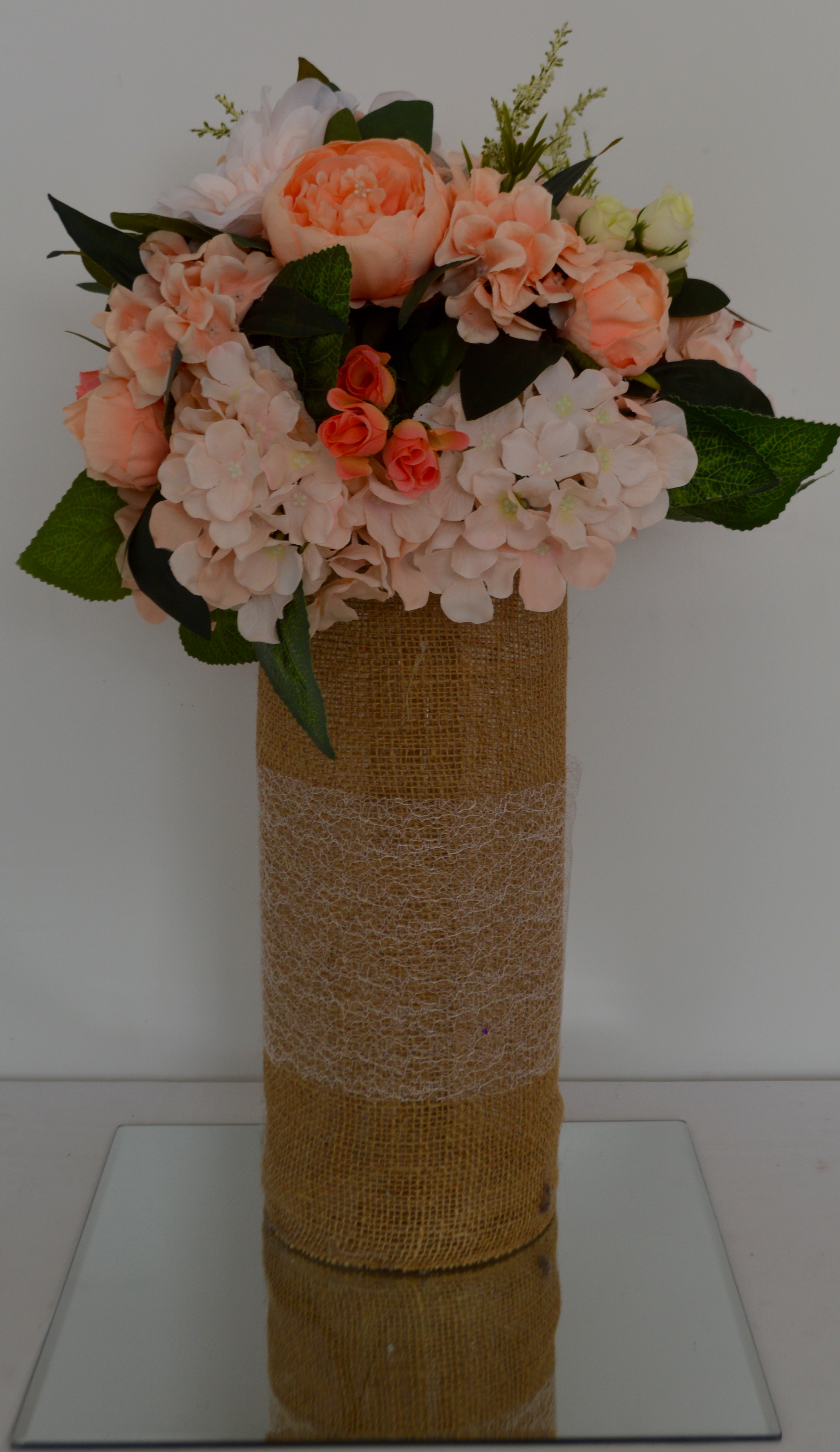 Burlap Vase Rustic Mosaic Event Rentals