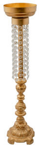 Golden Floral Stand With Crystal antique style floral stand, crystal can be added and top can be replaced with different styles