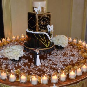 black-and-golden-cake-table