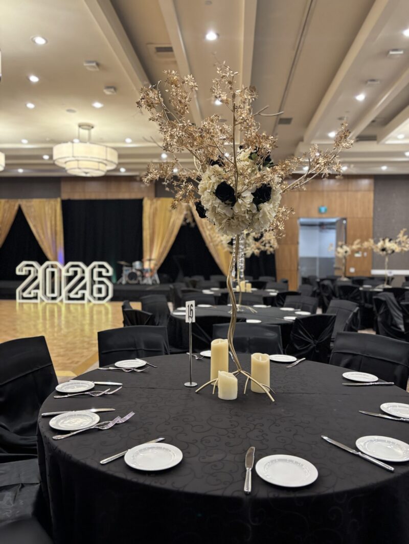 New Year's Eve corporate event backdrop and décor setup